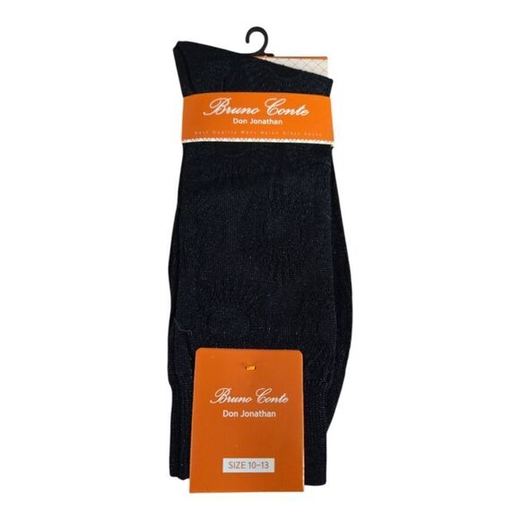 BRUNO  CONTE  MEN'S  BLACK SILKY  DRESS SOCK FASHION  COLORS. BCS2004. - Picture 1 of 3